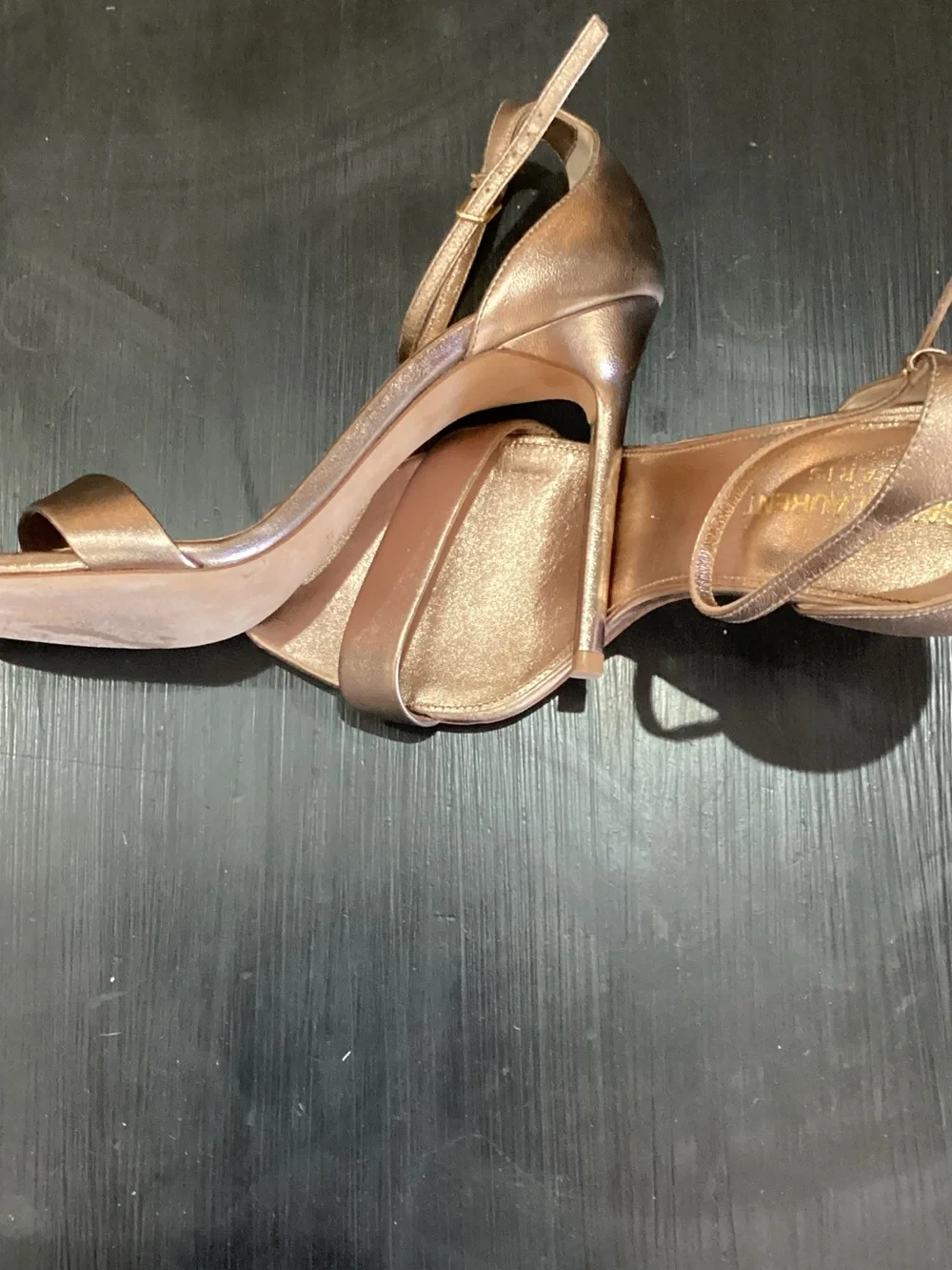 Saint Laurent Bronze Metallic Strappy Heels - Picture 6 of 6